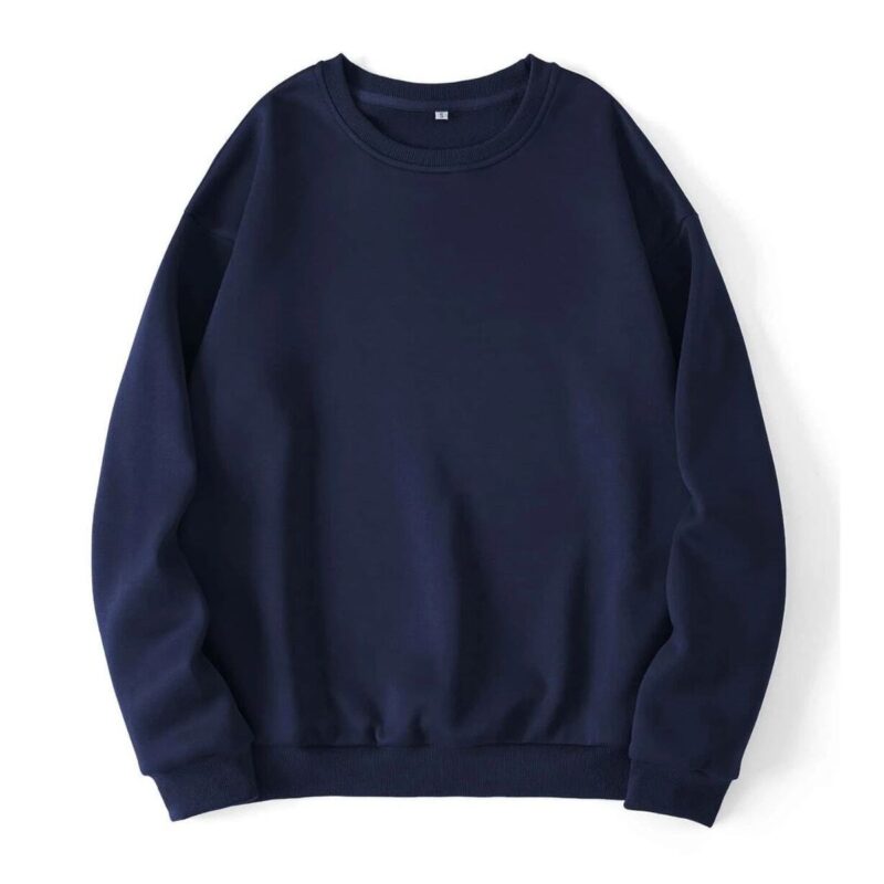 Solid GCC Round Neck Thermal Lined Sweatshirt In Navy